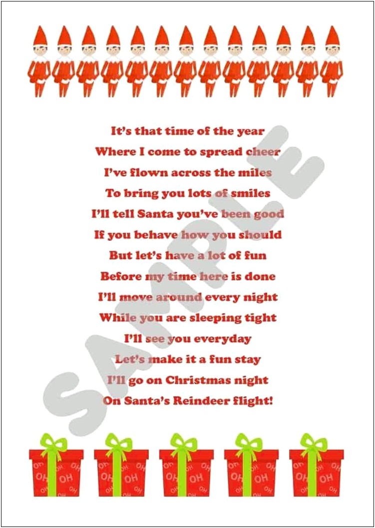 Elf On The Shelf First Arrival Letter Template