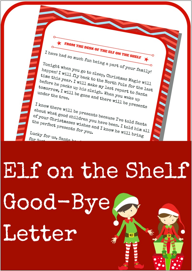 Elf On The Shelf Goodbye Letter Template Printable