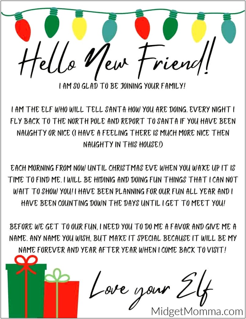 Elf On The Shelf Introduction Letter Template Download