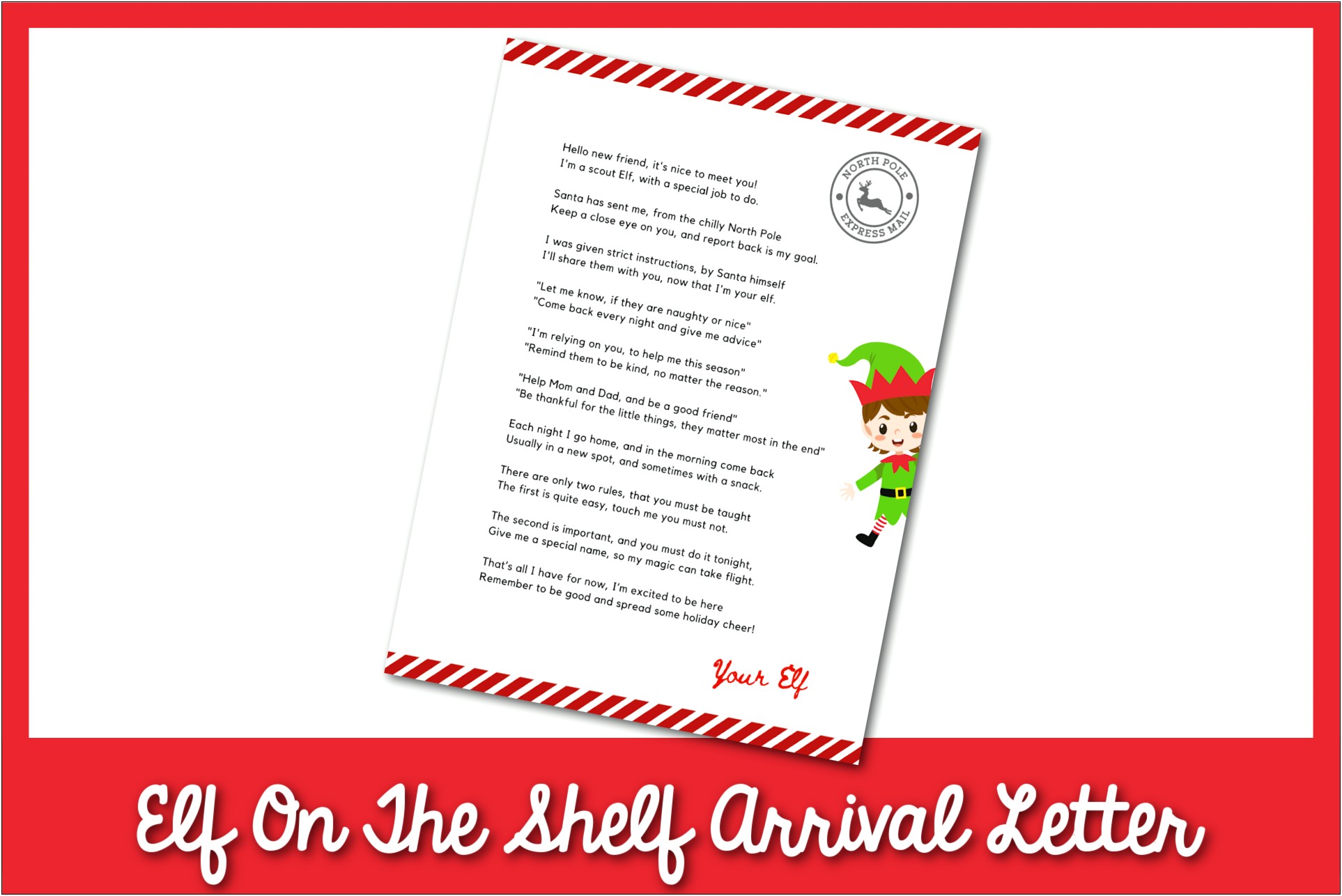 Elf On The Shelf Late Arrival Letter Template