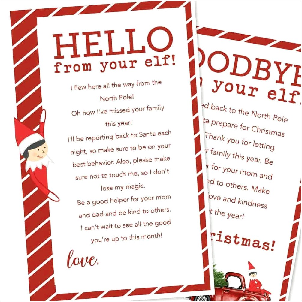 Elf On The Shelf Letter Template Download Leaving