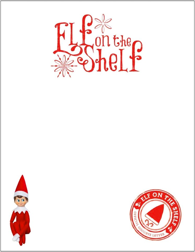 Elf On The Shelf Letter Template Pdf