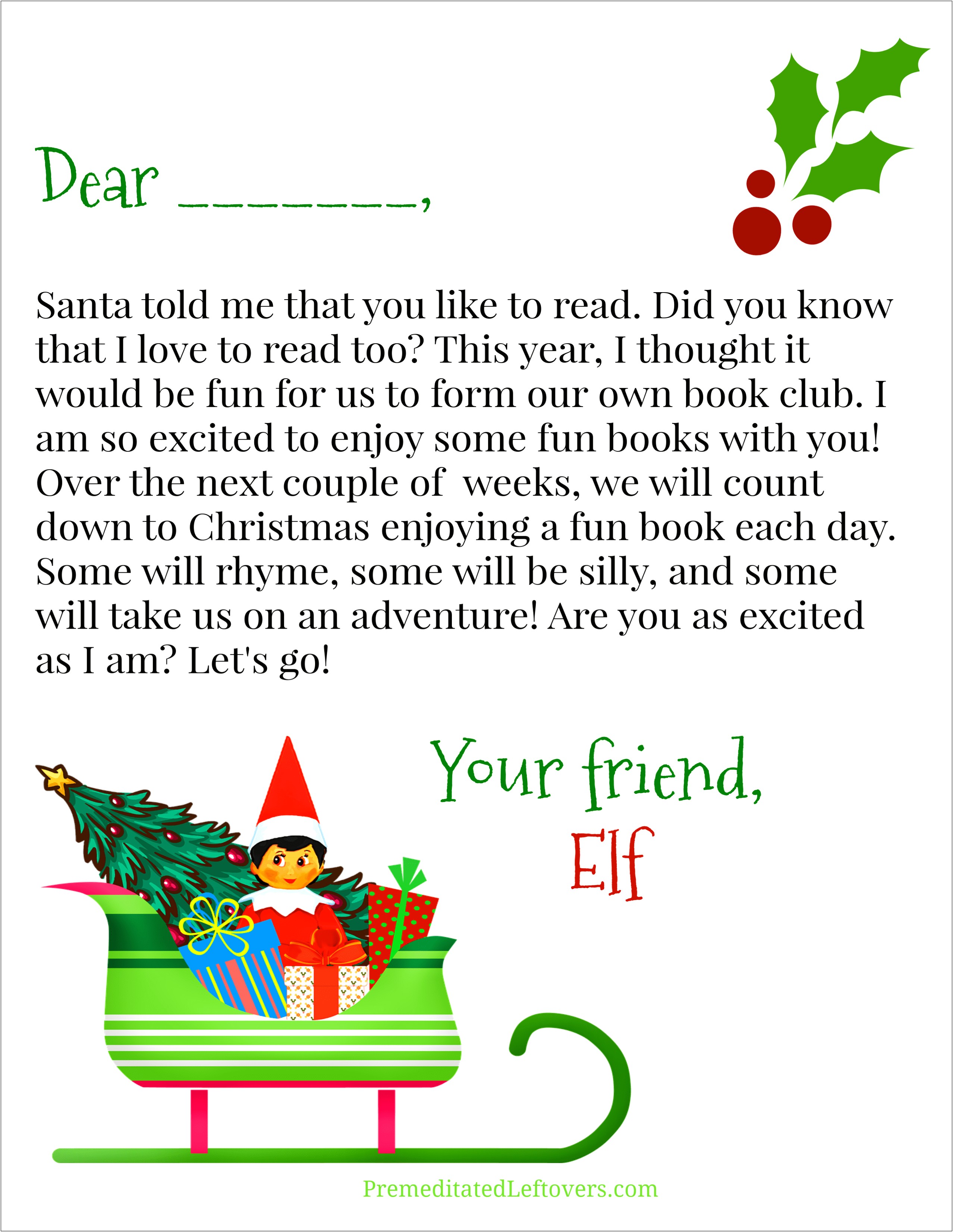 Elf On The Shelf Welcome Letter Templates