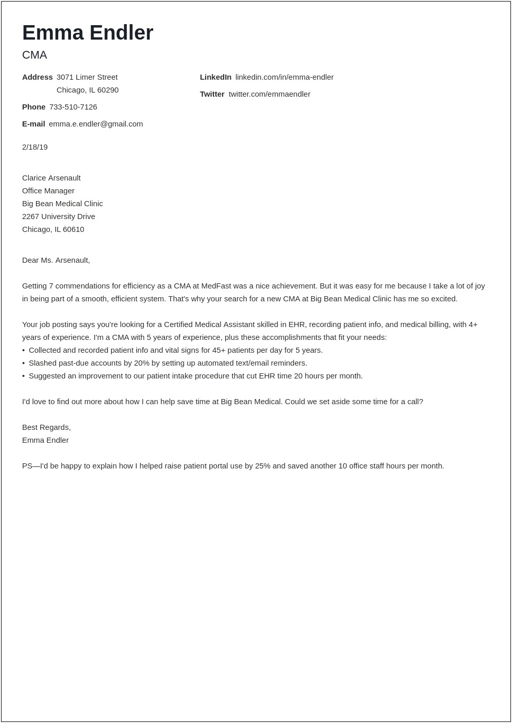 Email Template Application For Job With Cover Letter