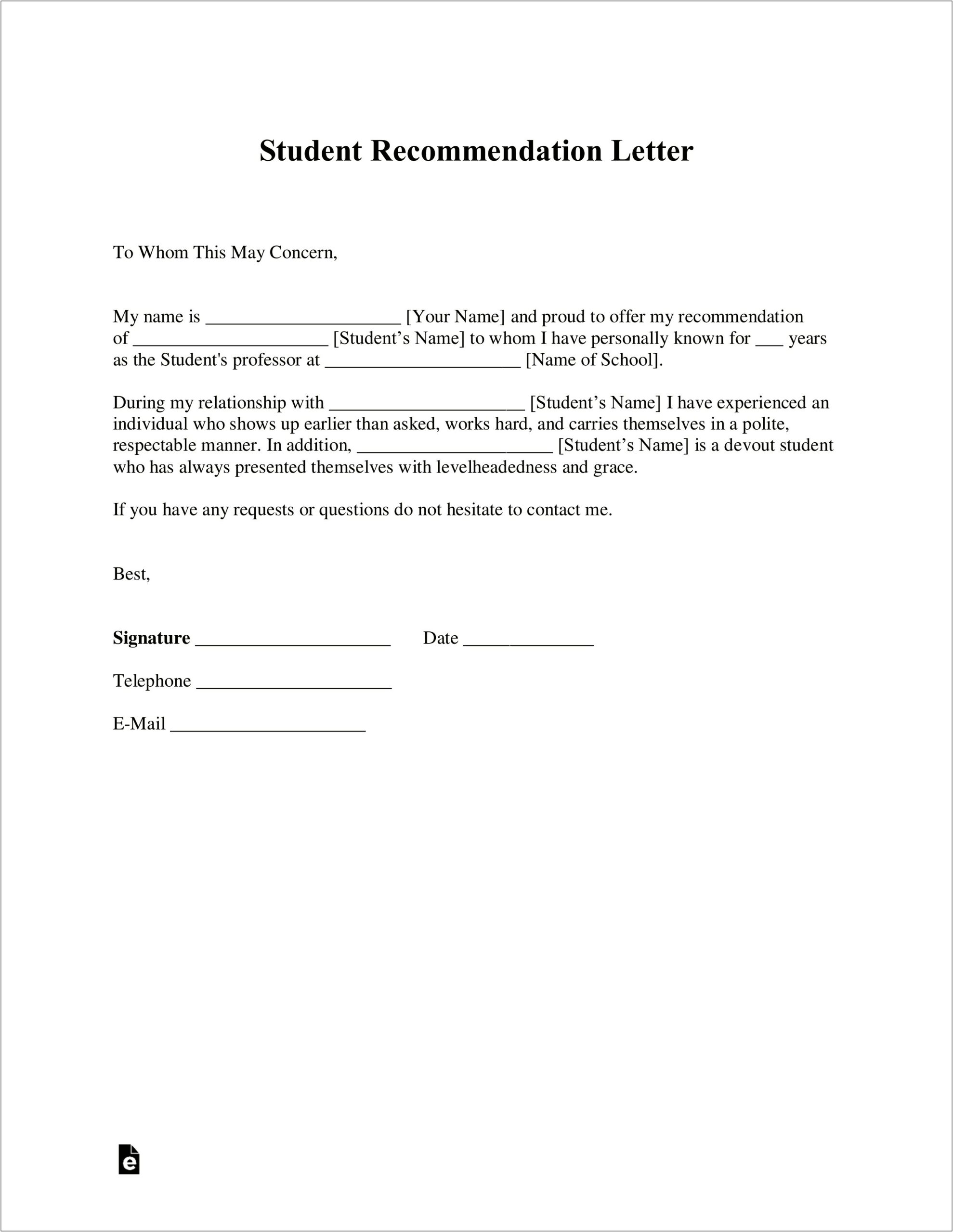 Email Template To Send A Reference Letter