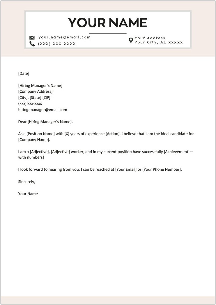 Email Template To Send Cv And Cover Letter