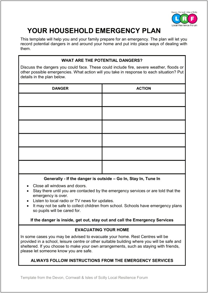 Emergency Action Plan Template For Schools