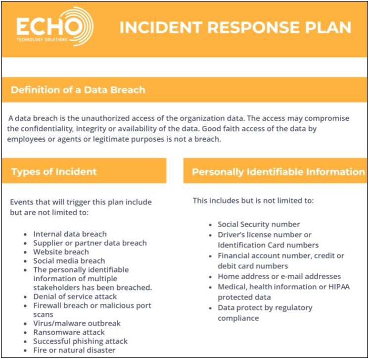 Emergency And Critical Incident Management Plan Template