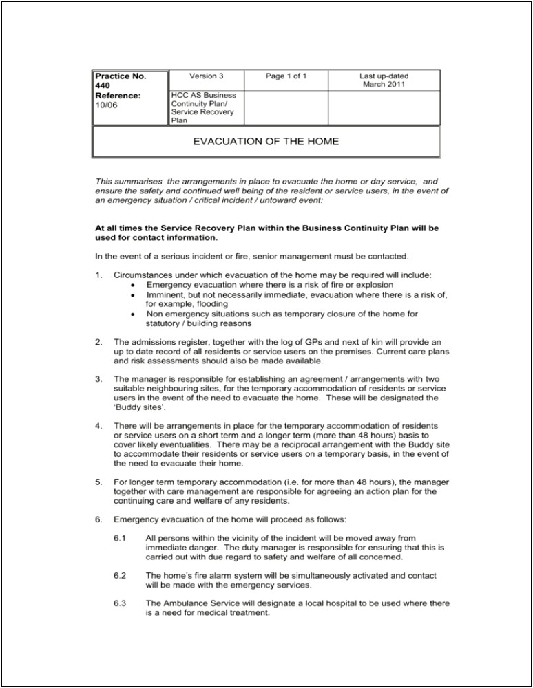 Emergency Fire Plan Template For Home