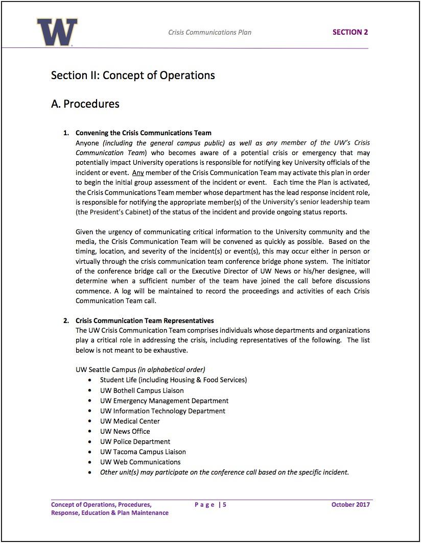 Emergency Response Plan For Schools Template