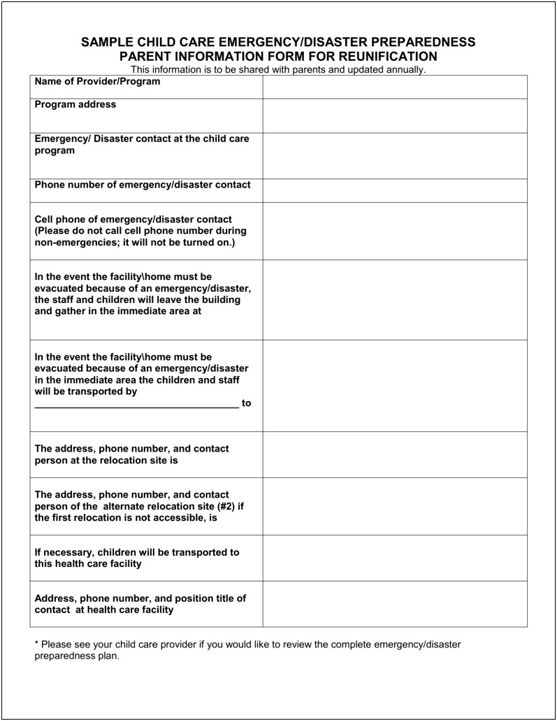 Emergency Response Plan Template For Home