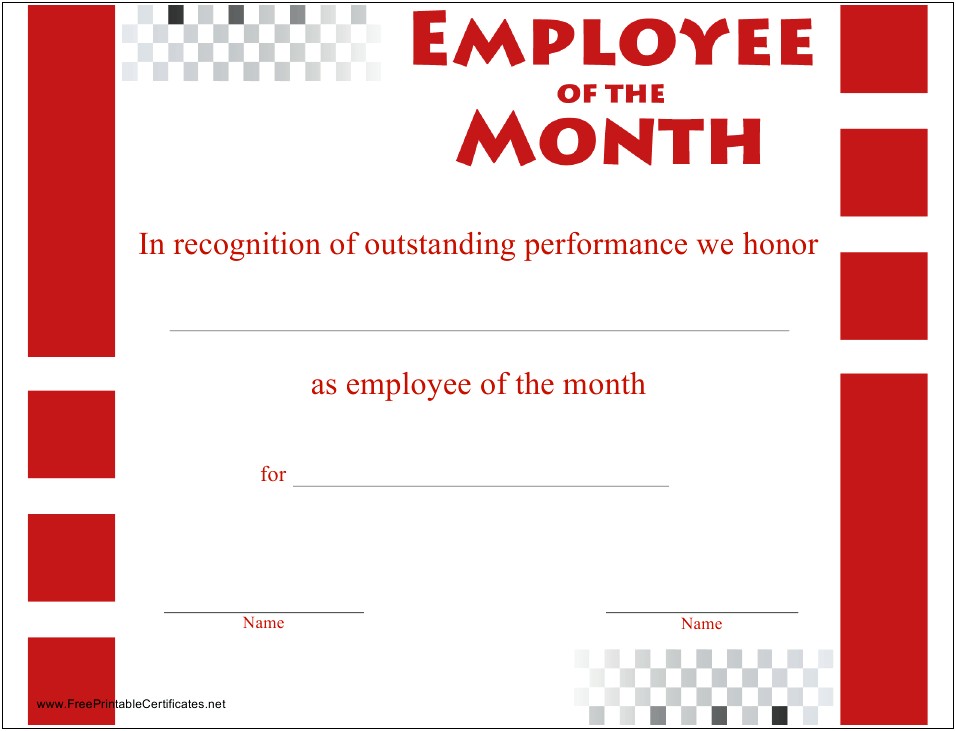 Employee Of The Month Recognition Letter Template