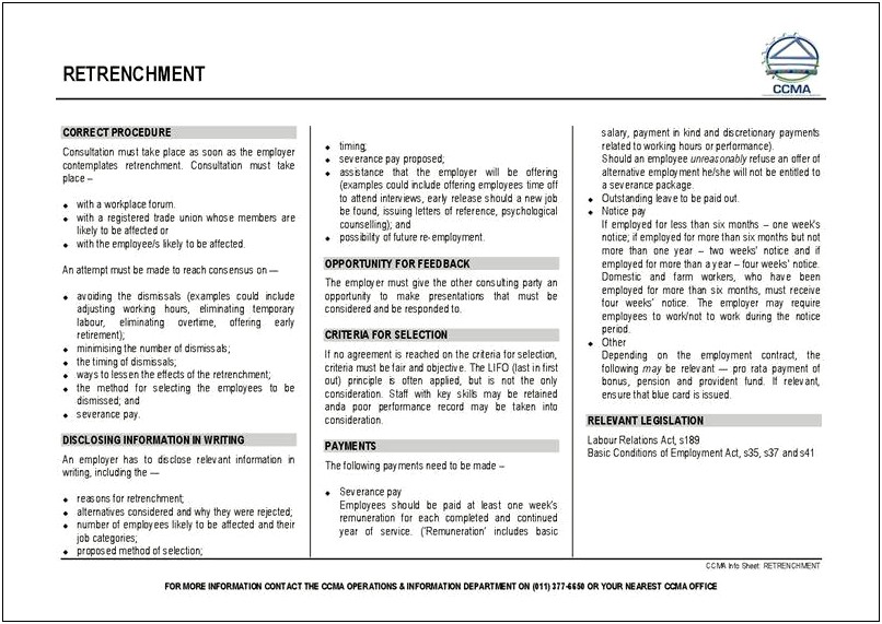 Employee Retrenchment Letter Template South Africa