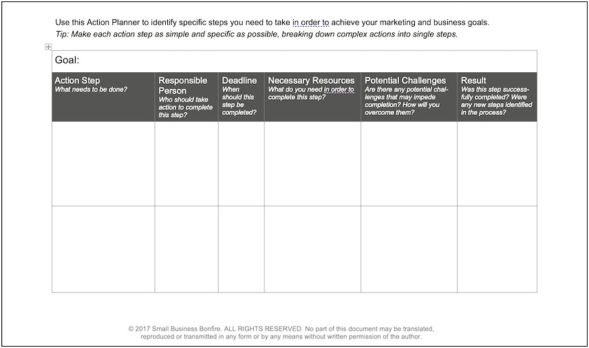 Employee Work Plan Template Smart Goals