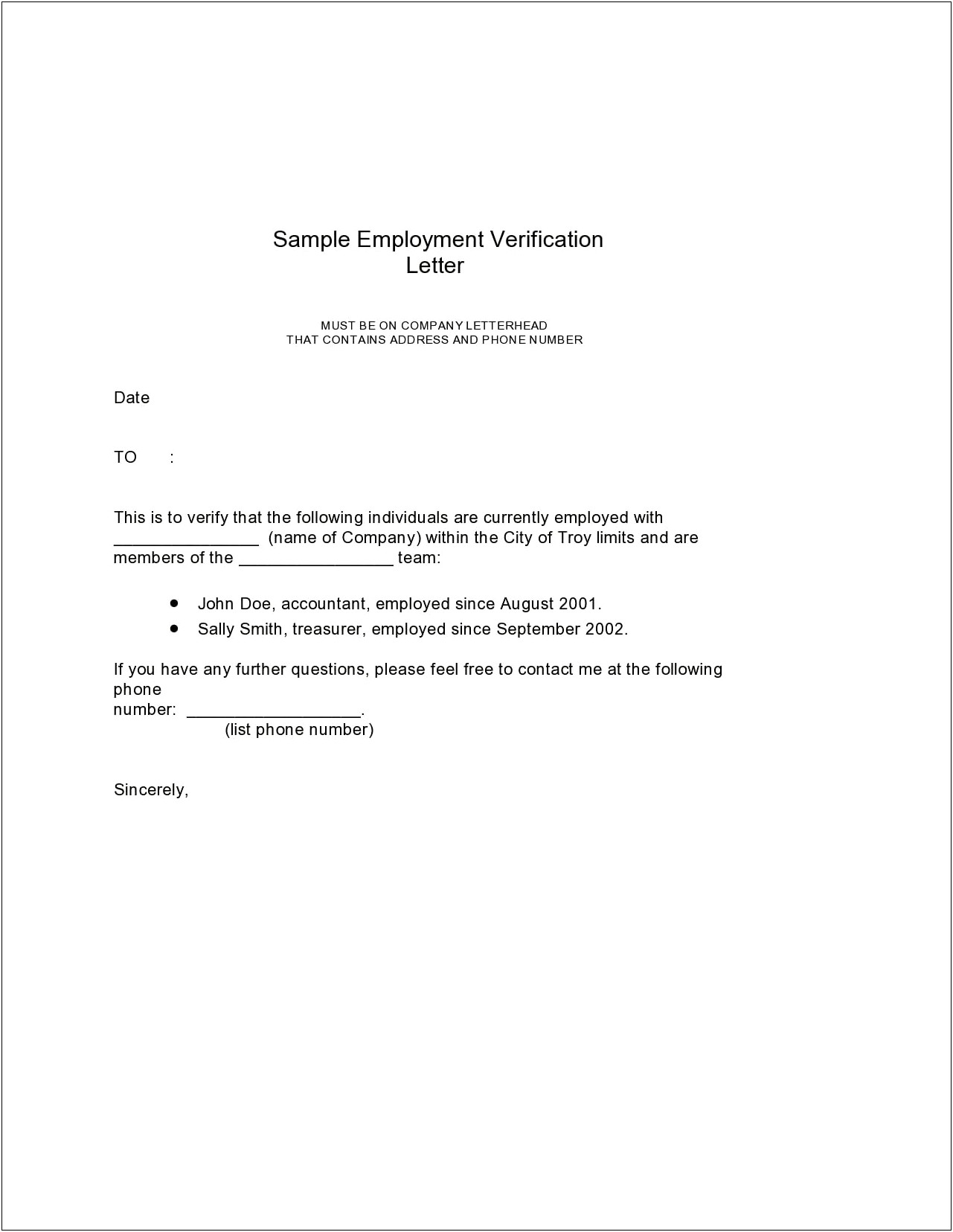 Employer Afidavit That Ceritifes Employeer Letter Template