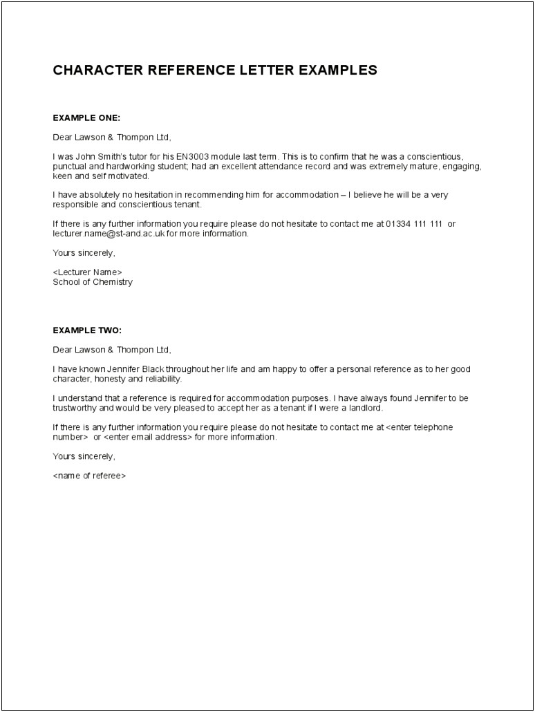 Employer Reference Letter For Landlord Template