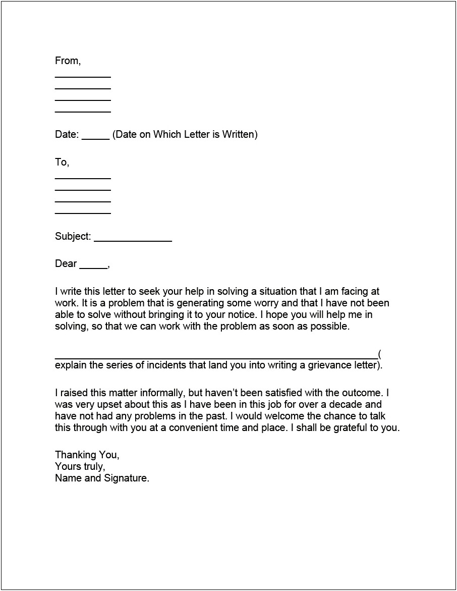 Employer Response To Grievance Letter Template