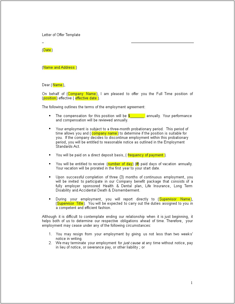 Employer Withdraw Job Offer Letter Template