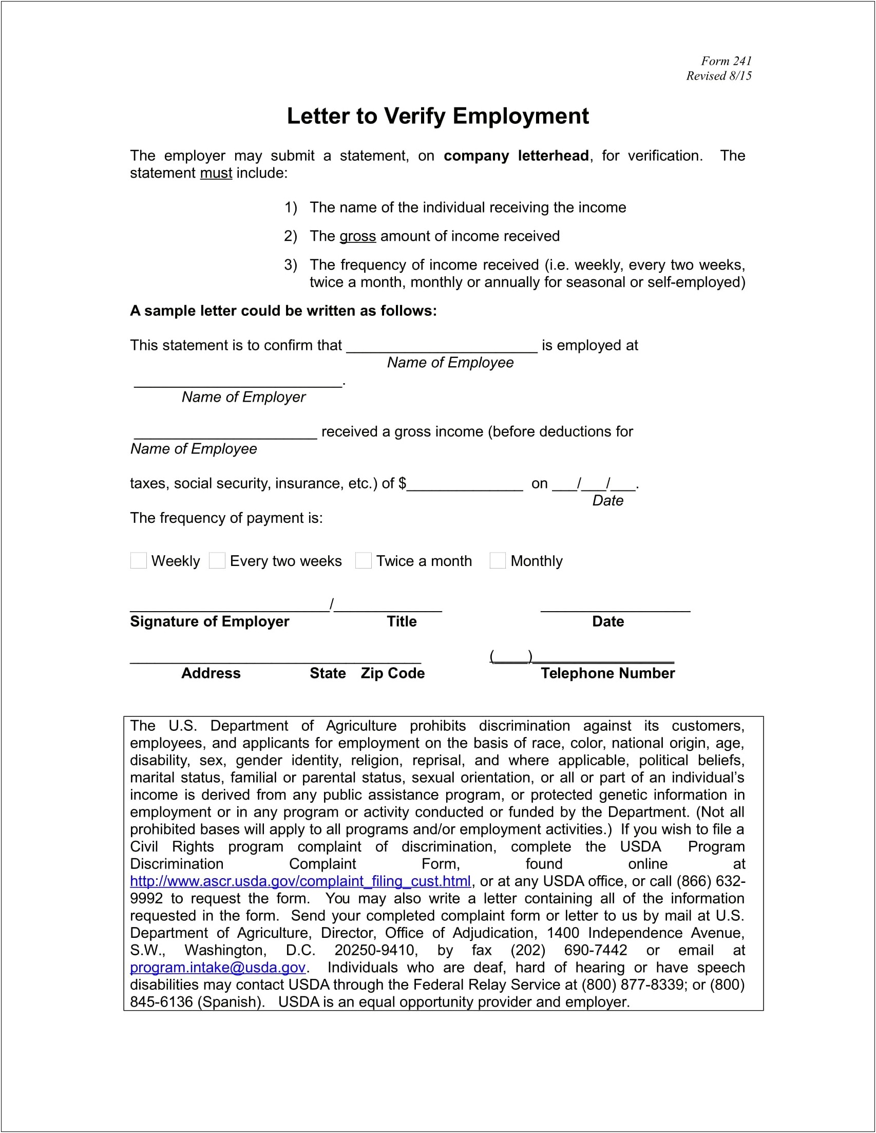 Employment And Income Verification Letter Template