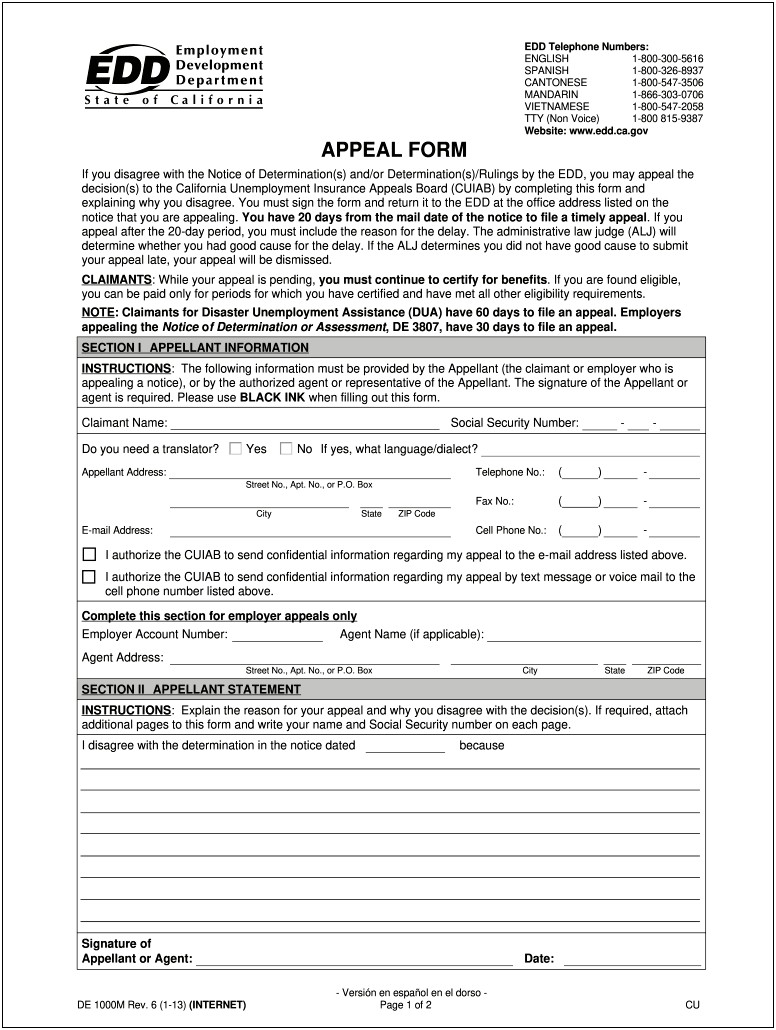 Employment And Support Allowance Appeal Letter Template