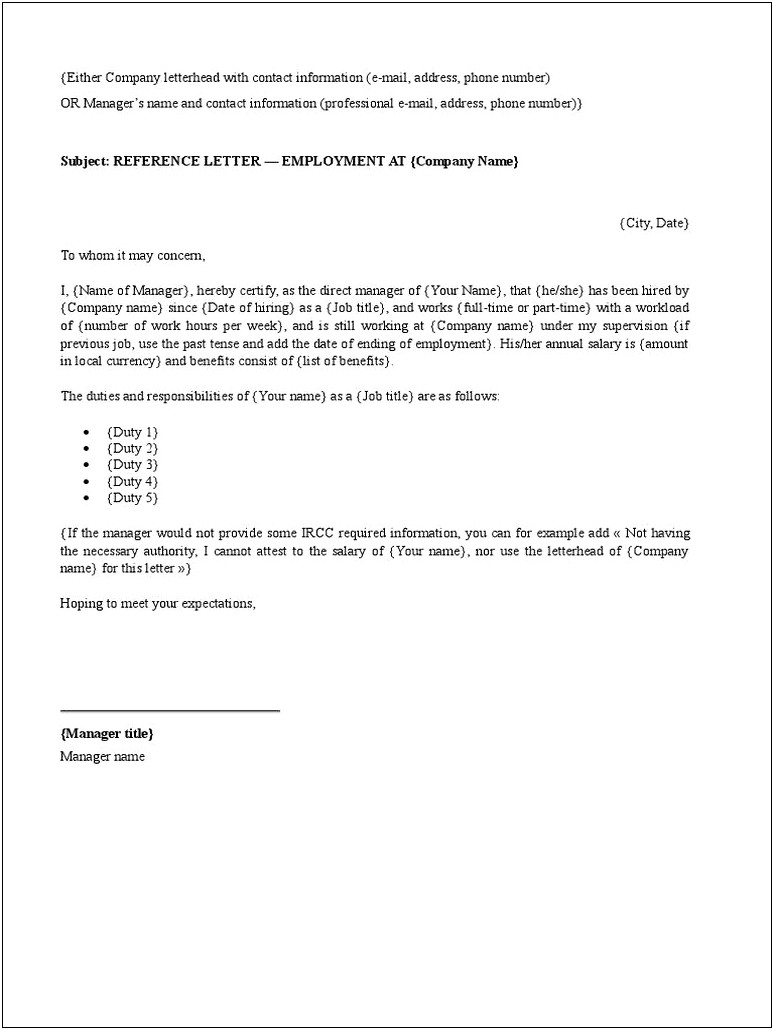 Employment Reference Letter Template Of Salary