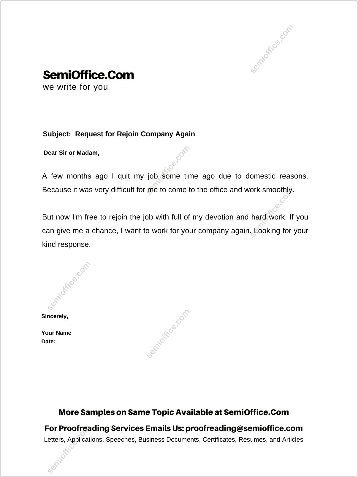 Employment Resignation Due To Sickness Letter Template