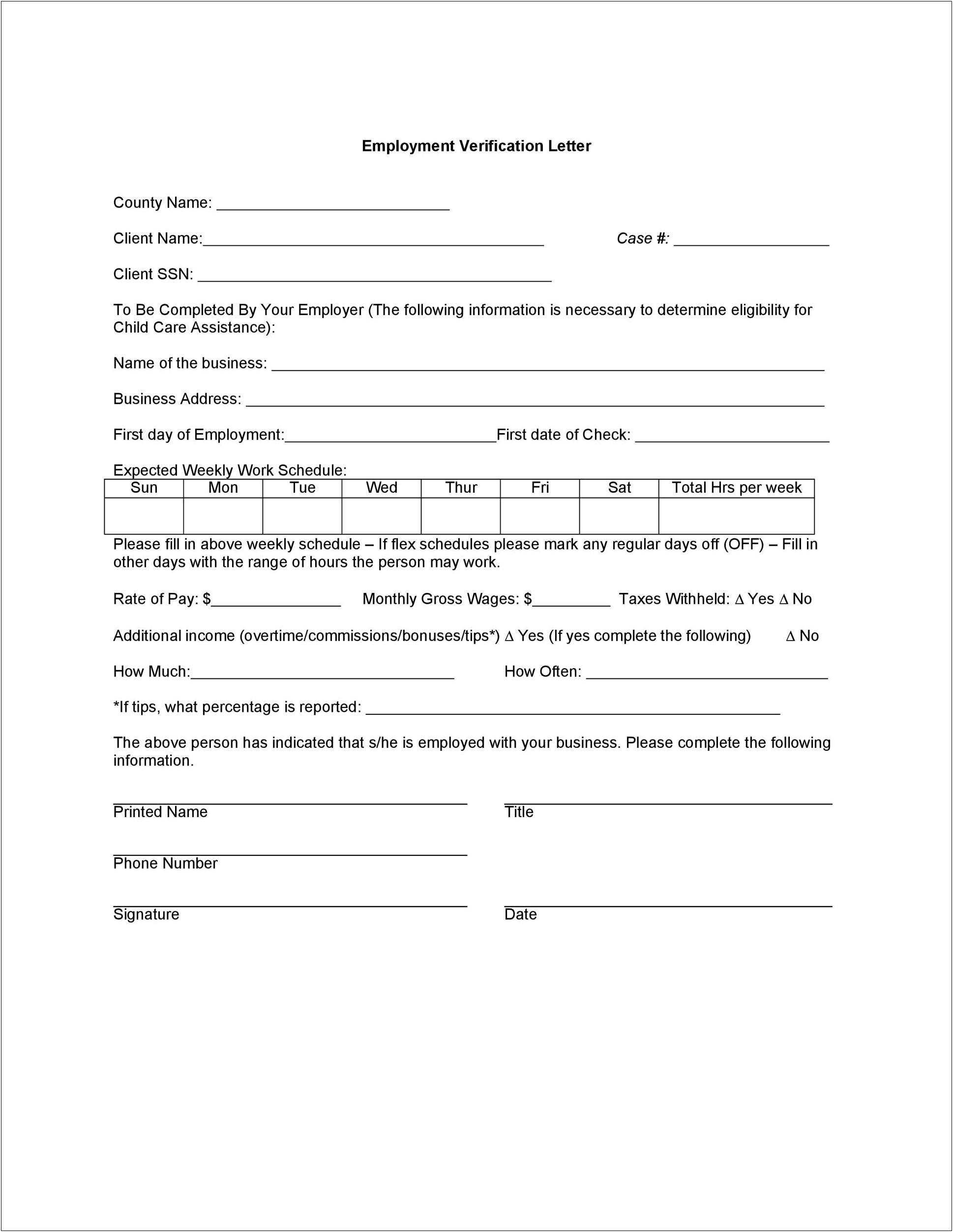 Employment Verification And Salary Verification Letter Template