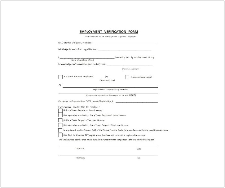 Employment Verification Letter Template For Apartment