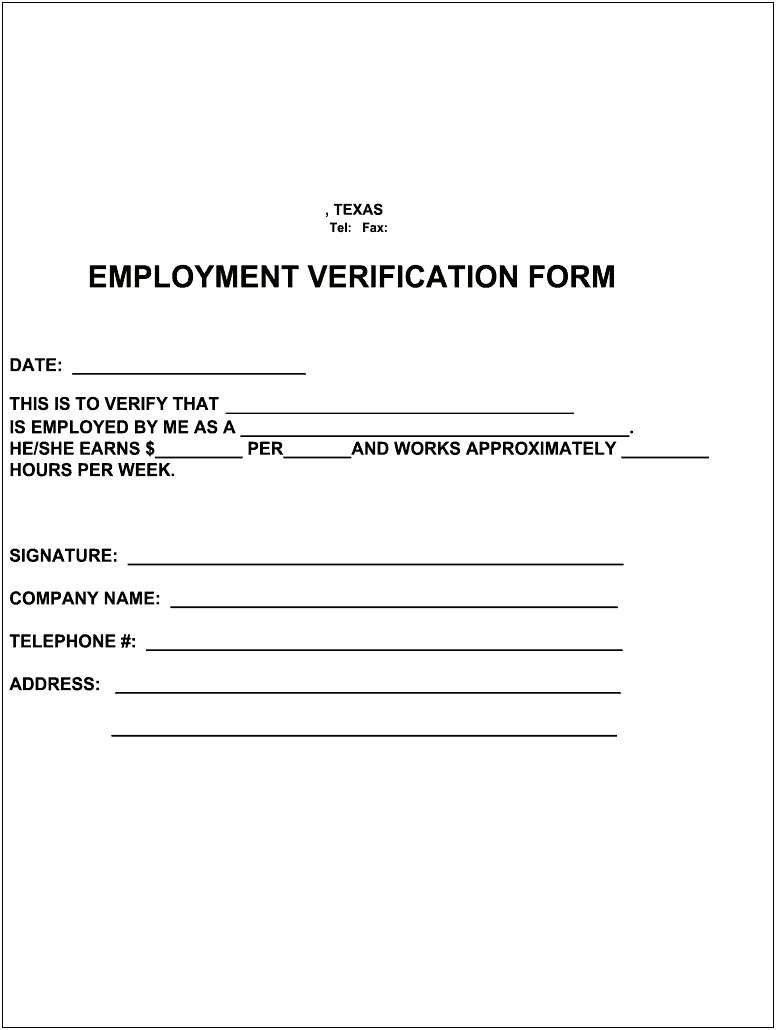 Employment Verification Letter Template For Landlord