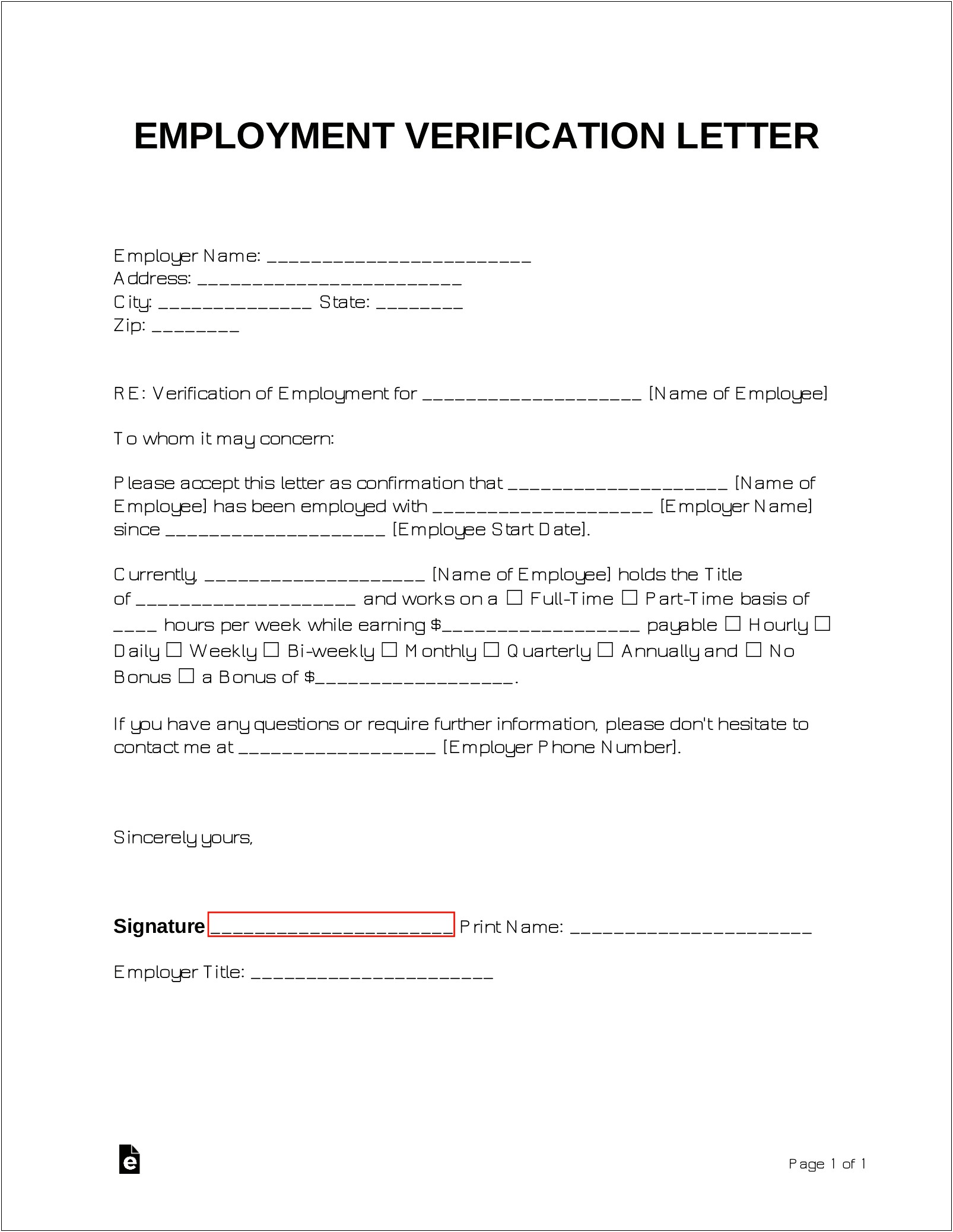 Employment Verification Letter Template To New Employer