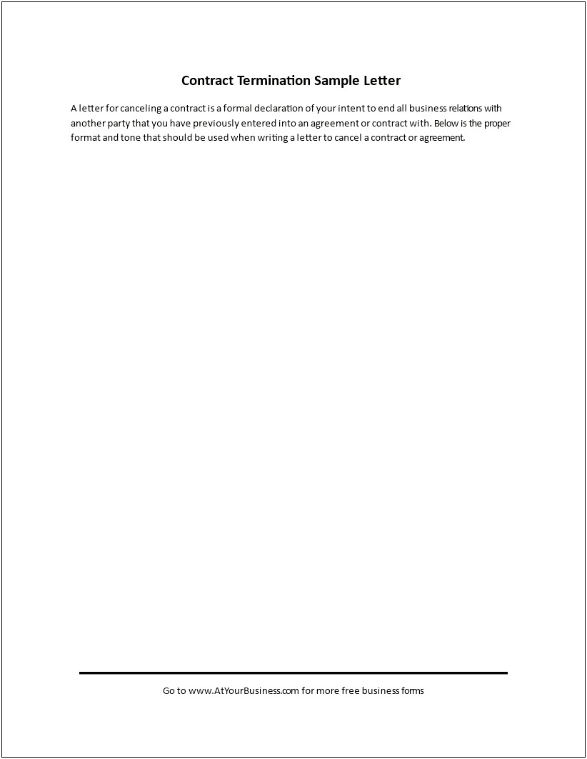 End Of Contract Termination Letter Template