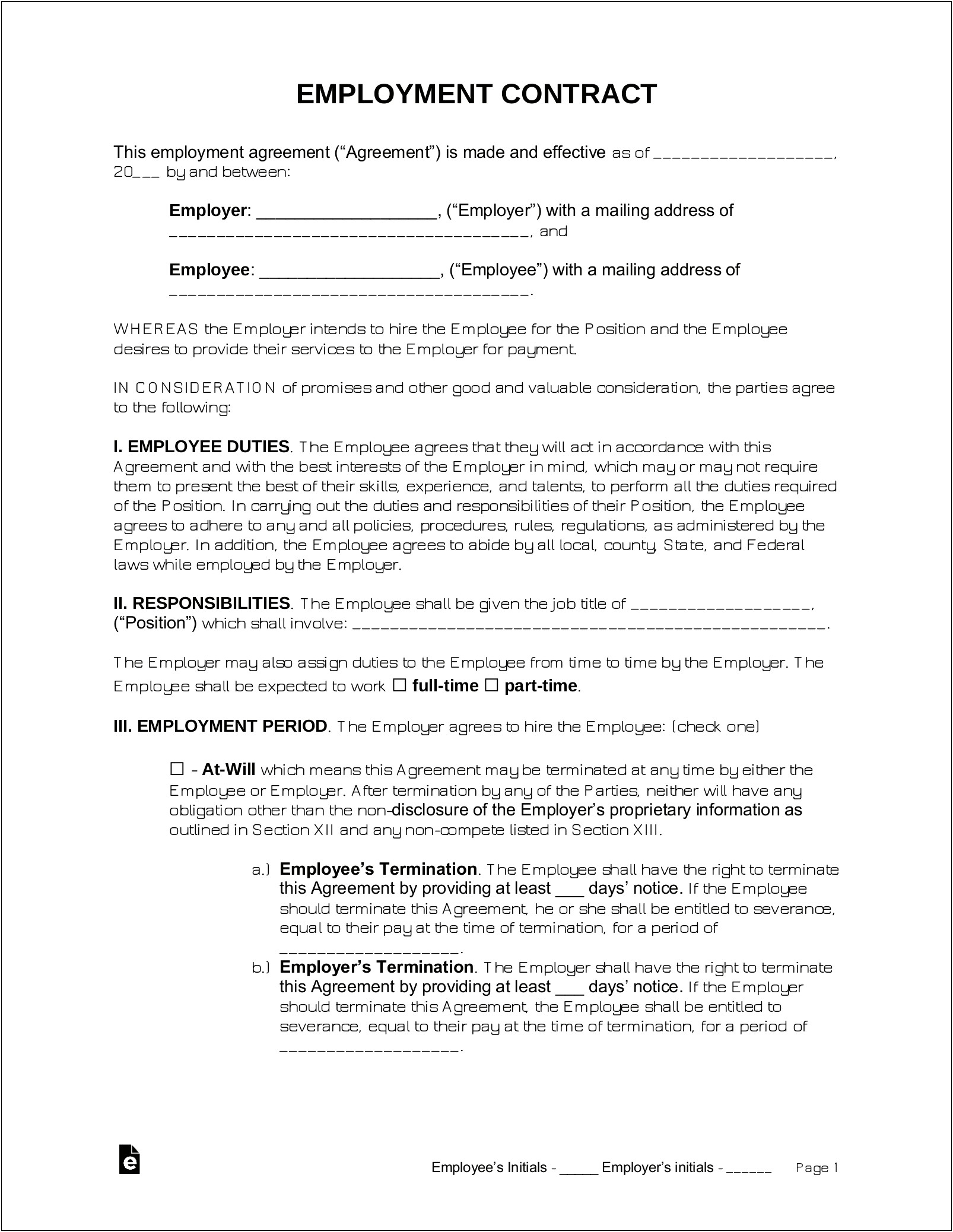 End Of Employment Contract Letter Template