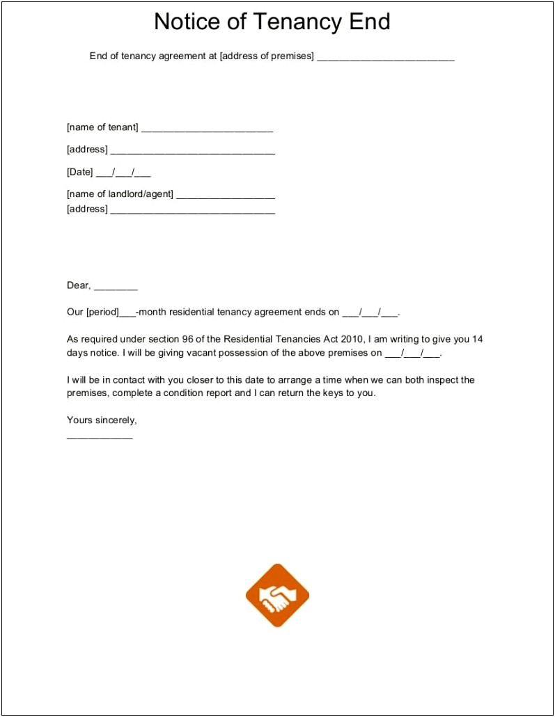 End Of Tenancy Letter Template From Tenant Pdf