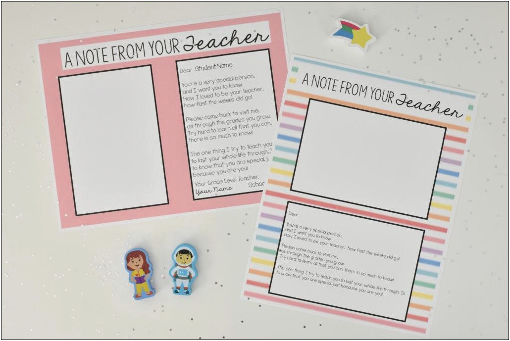 End Of Year Letter To Teacher Template