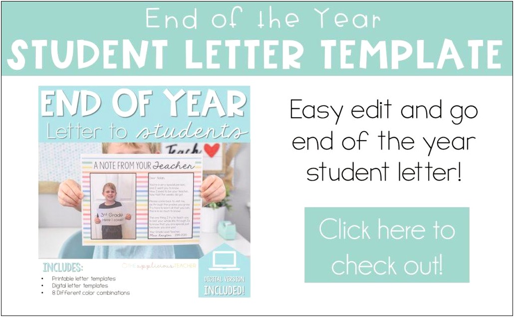 End Of Year Student Letter To Students Template