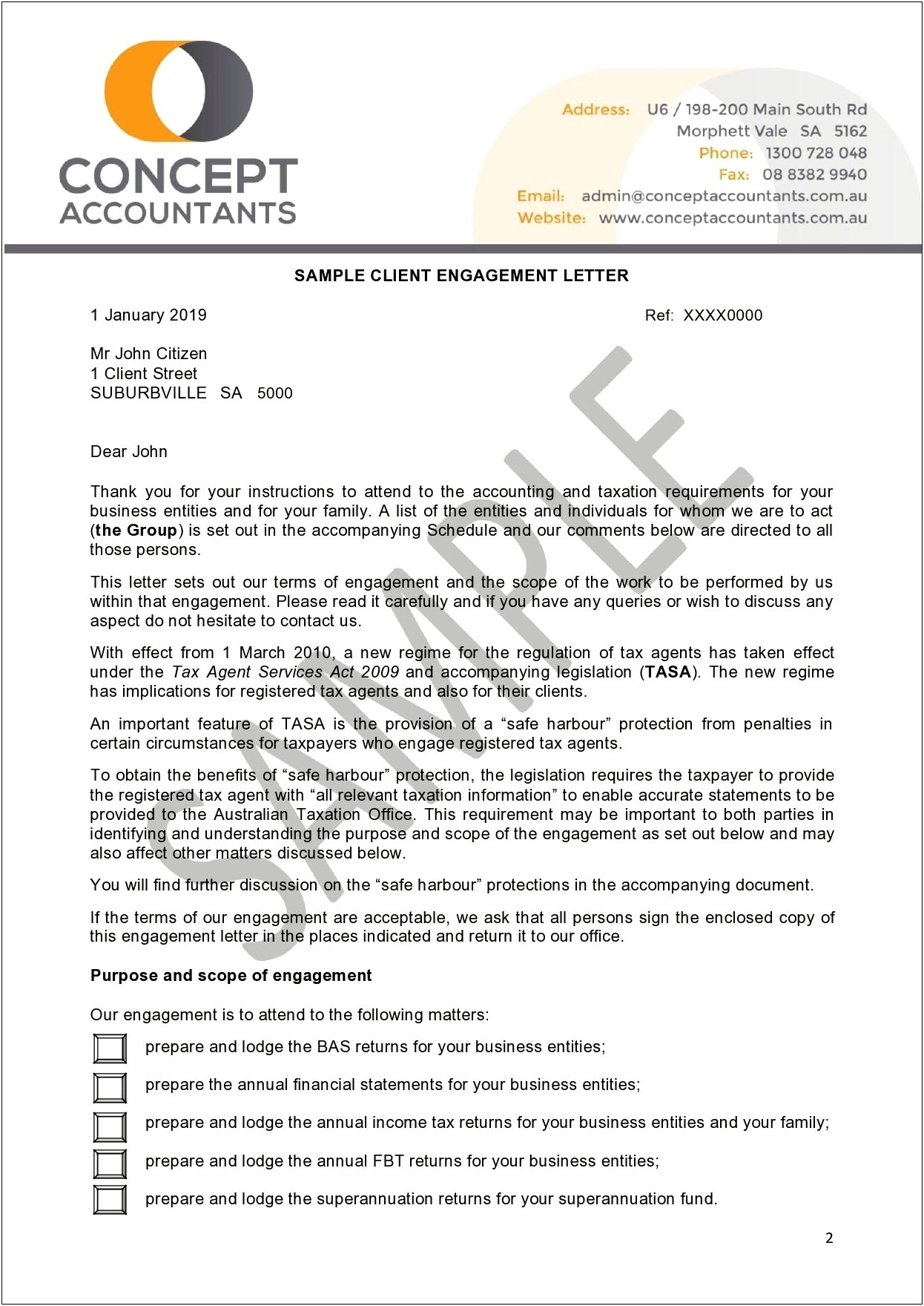 Engagement Letter Template For Accountants Nz