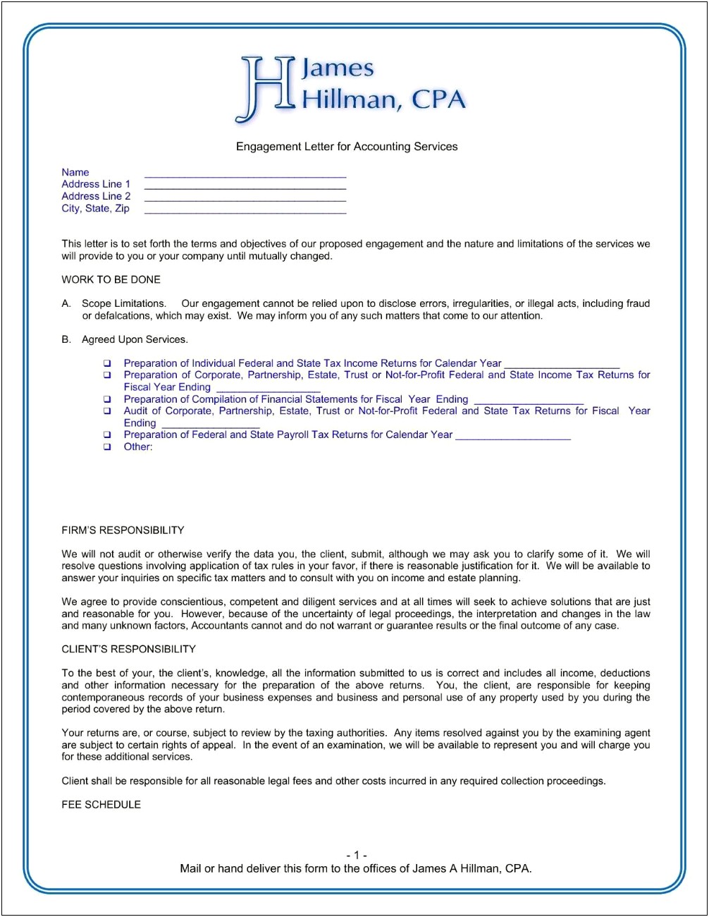 Engagement Letter Template For Forensic Accounting Services
