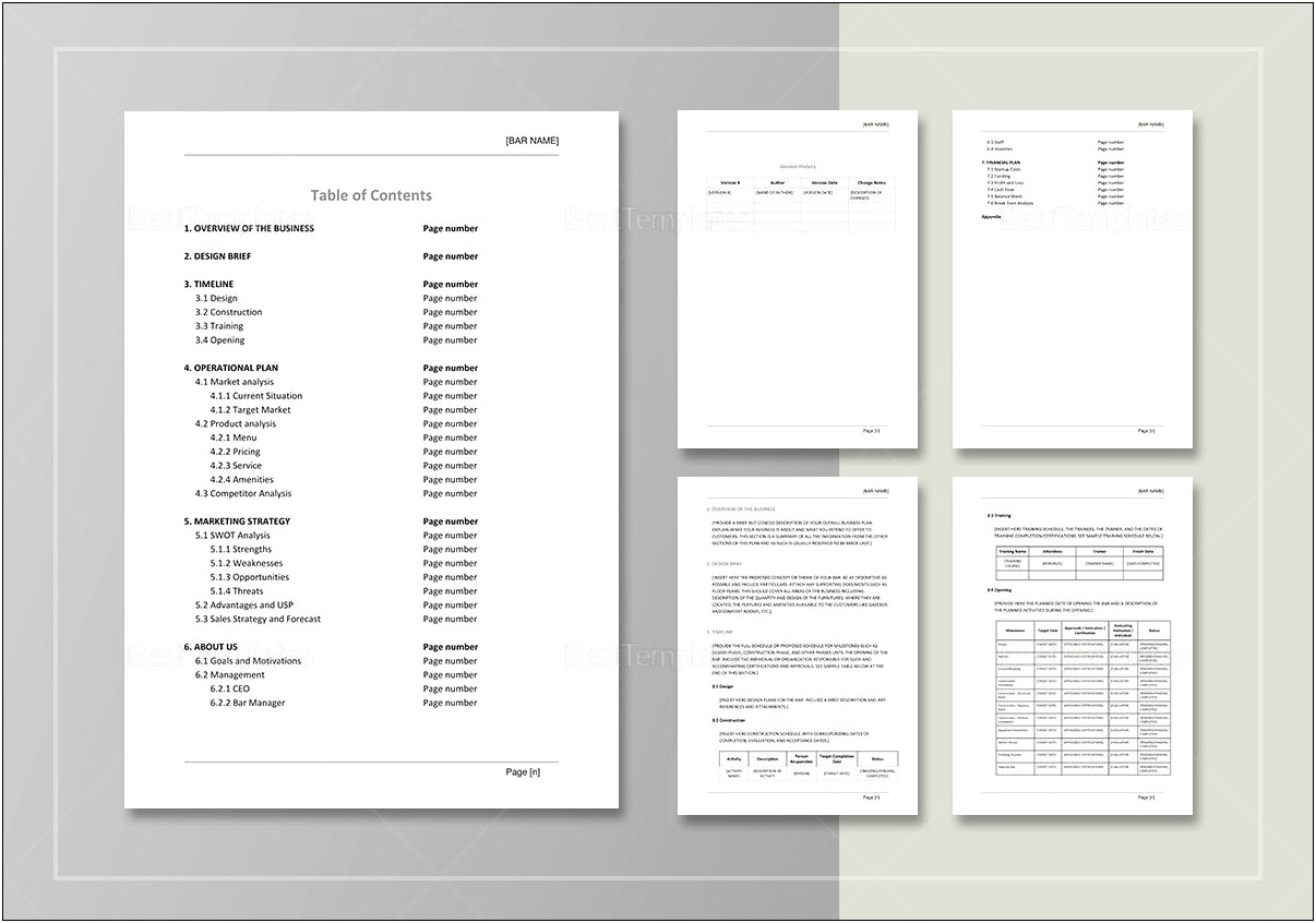 Entertainment Bar Business Plan Template Word