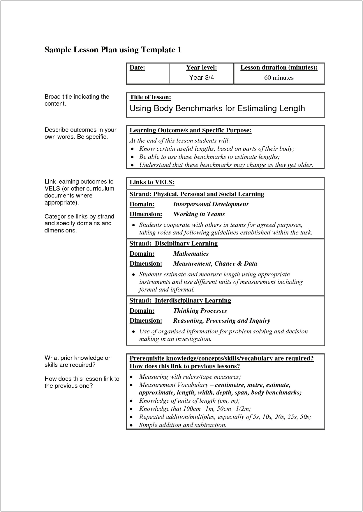 Esl Lesson Plan Template For Teachers