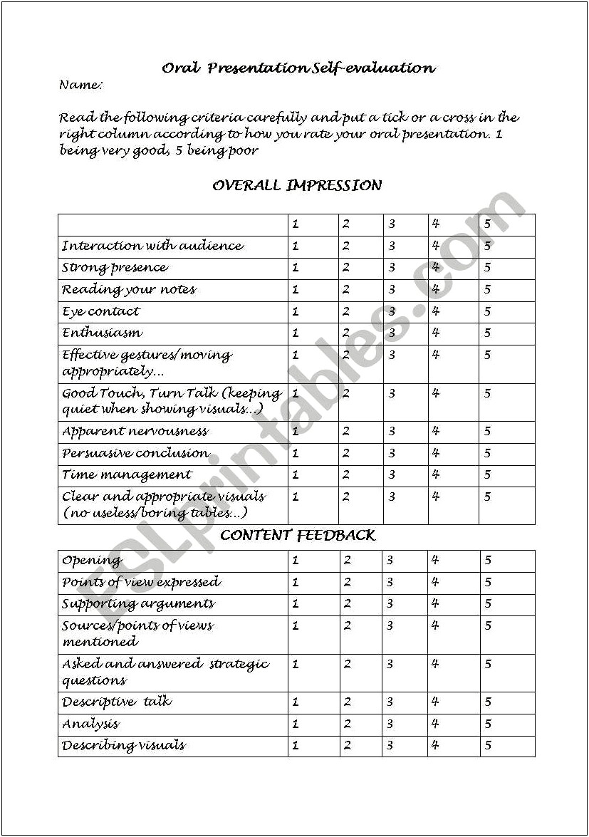 Esl Oral Summative Assessment Plan Template