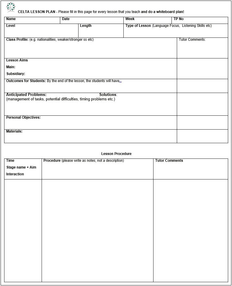 Esl Small Group Lesson Plan Template