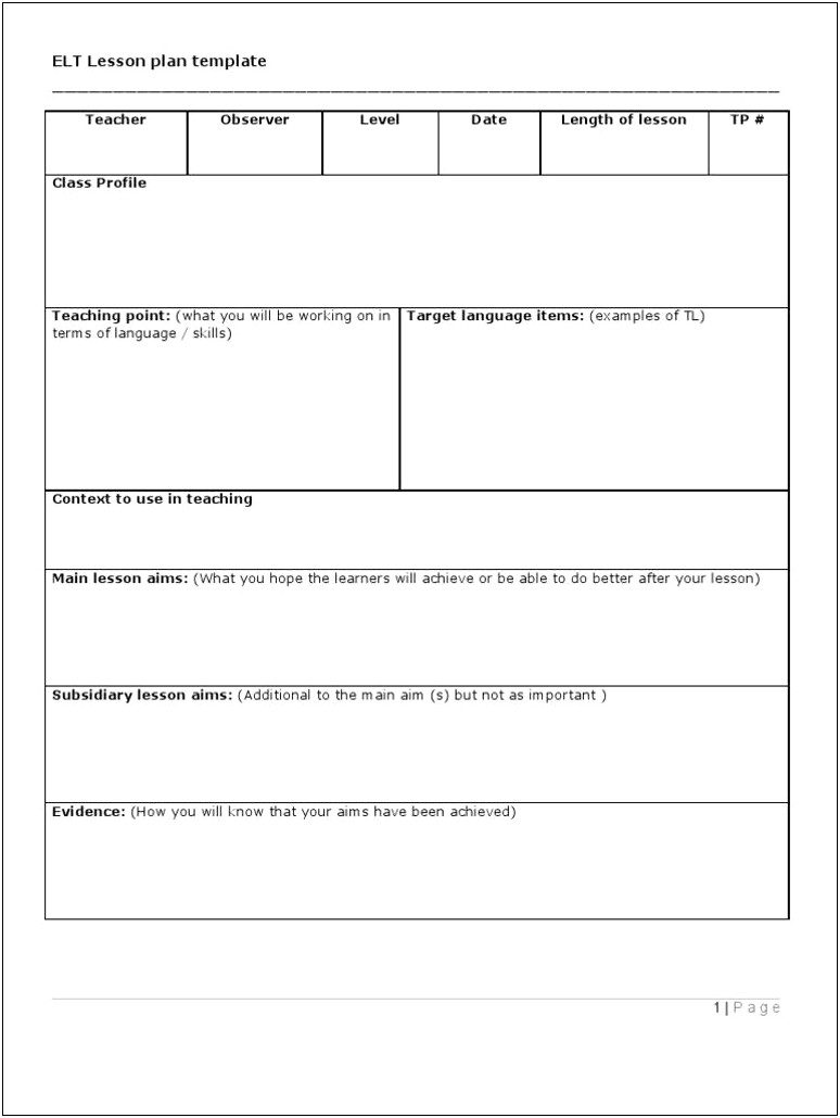 Esol Modification Lesson Plan Template Pdf