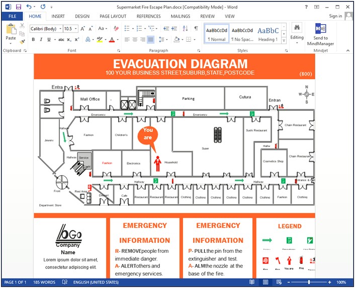 Evacuation Plan Template For A Mall