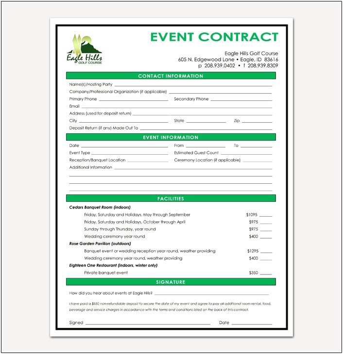 Event Planning Banquet Event Order Template