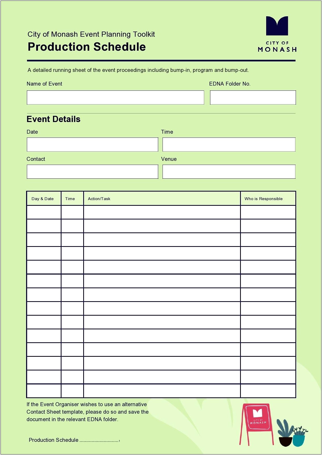 Event Planning Event Run Sheet Template