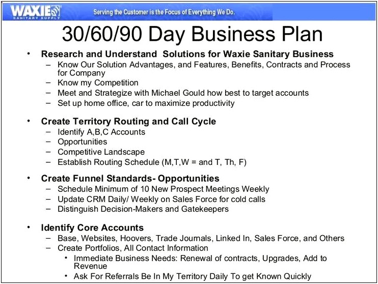 Example 90 Day Business Plan Template