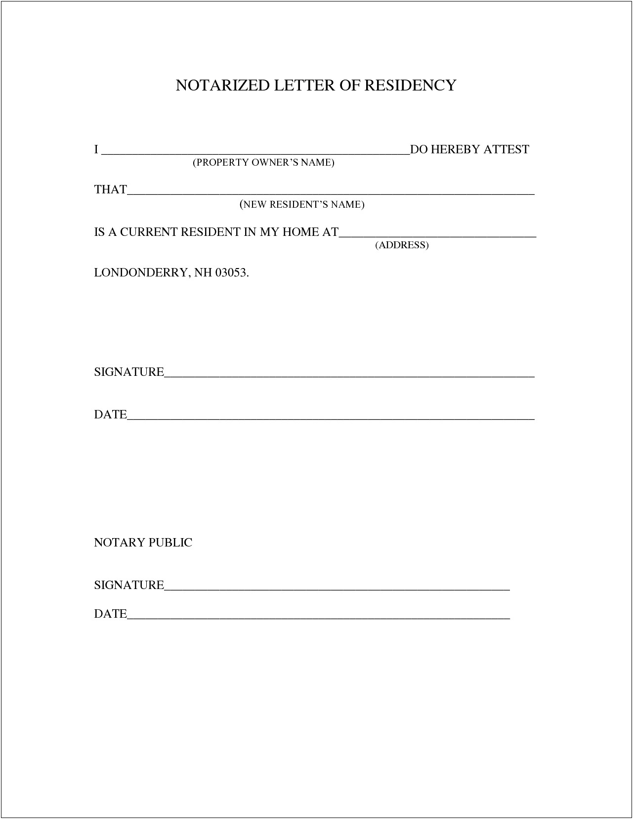 Example Of A Notarized Letter Template