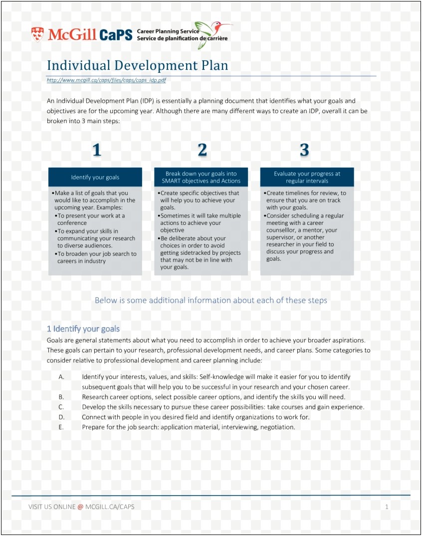 Example Of A Personal Development Plan Template