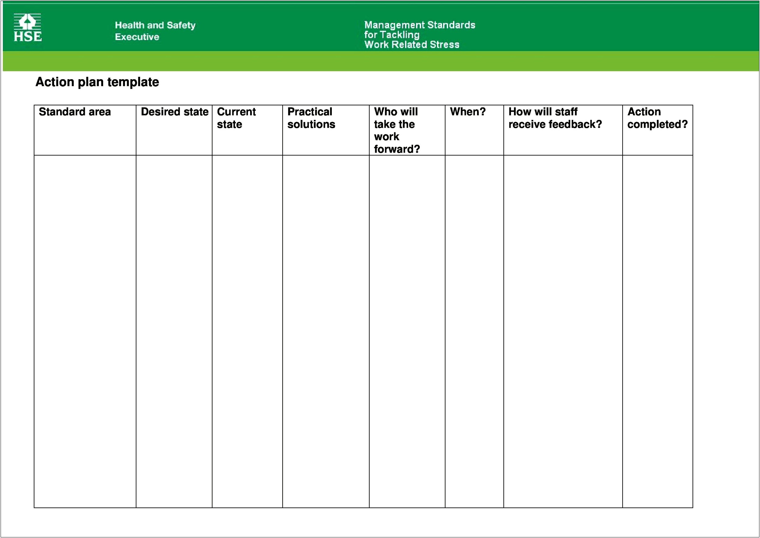 Example Of A Plan Of Action Template