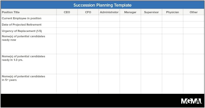 Example Of A Succession Plan Template